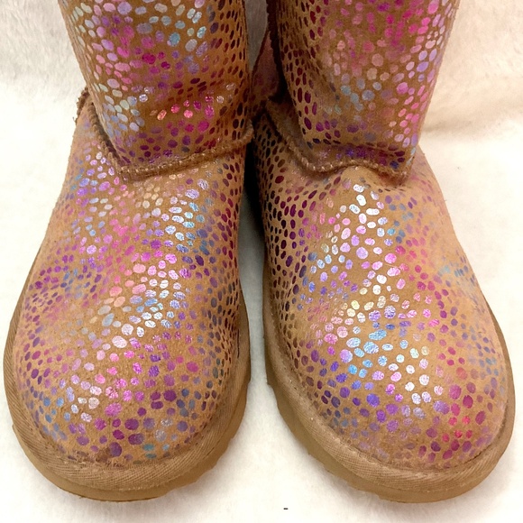 UGG Classic Spots Metallic Shimmery fur lined Snow Winter Boot Women’s Sz 6 - Picture 4 of 16